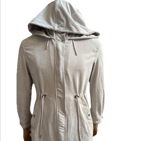 Zara TRF Collection Women Drawstring Hooded Anorak Jacket Light Gray Cream S - Picture 1 of 6